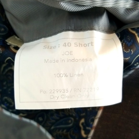 Men's Joe By Joseph Abboud brown herringbone linen sports coat - 40S - Picture 8 of 8